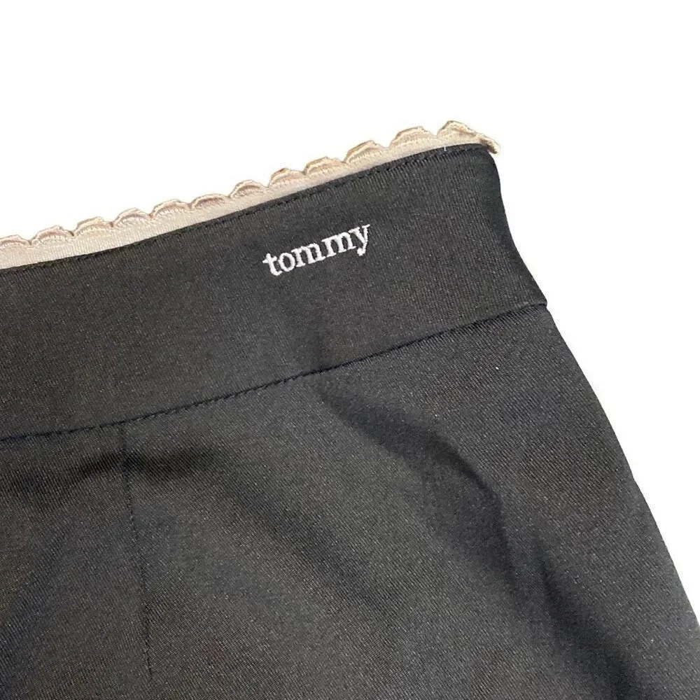Y2K Tommy Hilfiger Wrap Skirt Snap Front Off Center Black Size 9 VTG 1999
